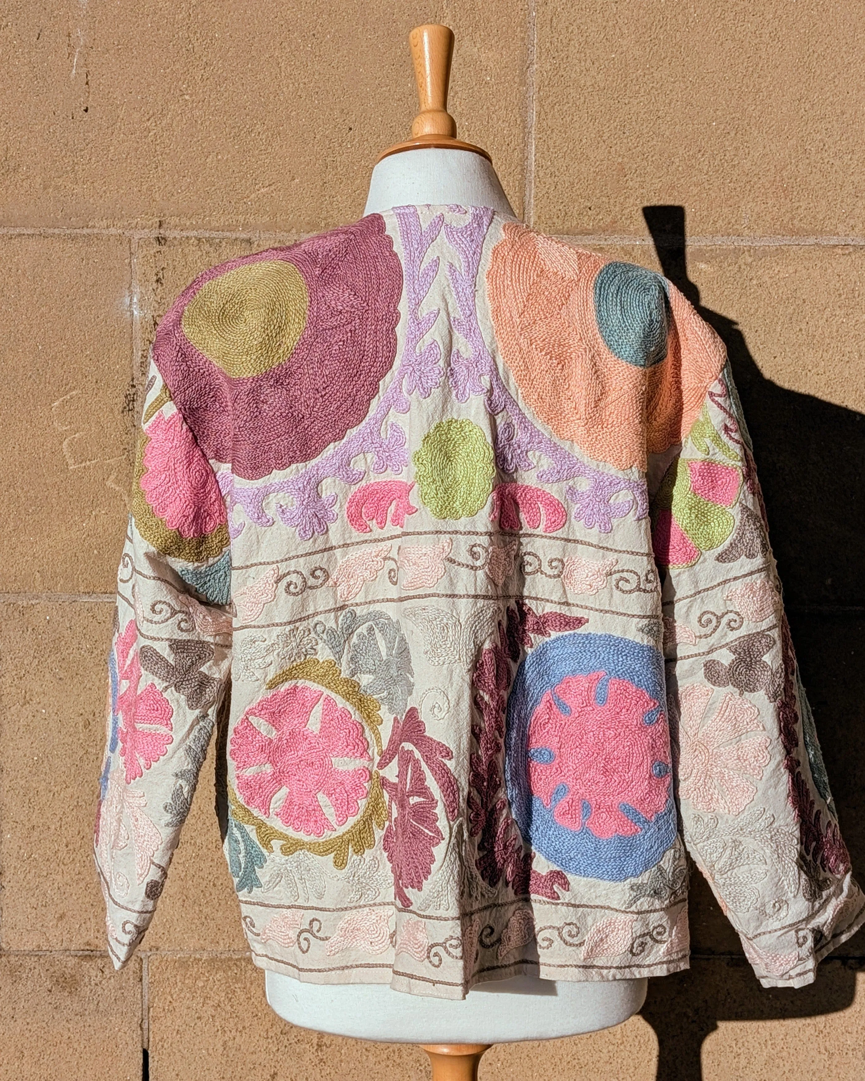 Anushka Pastel Tapestry Suzani Kimono Ladies Jacket No 30