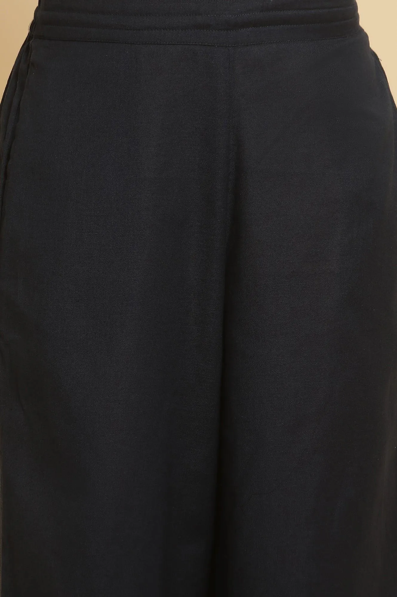 Blue Cotton Flax Flared Pants