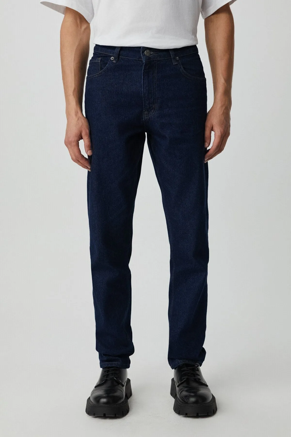 Bruno Men's Regular Fit Casual Cutting Thick Textul Washing Effect Magic Denim Dark Blue Jeans
