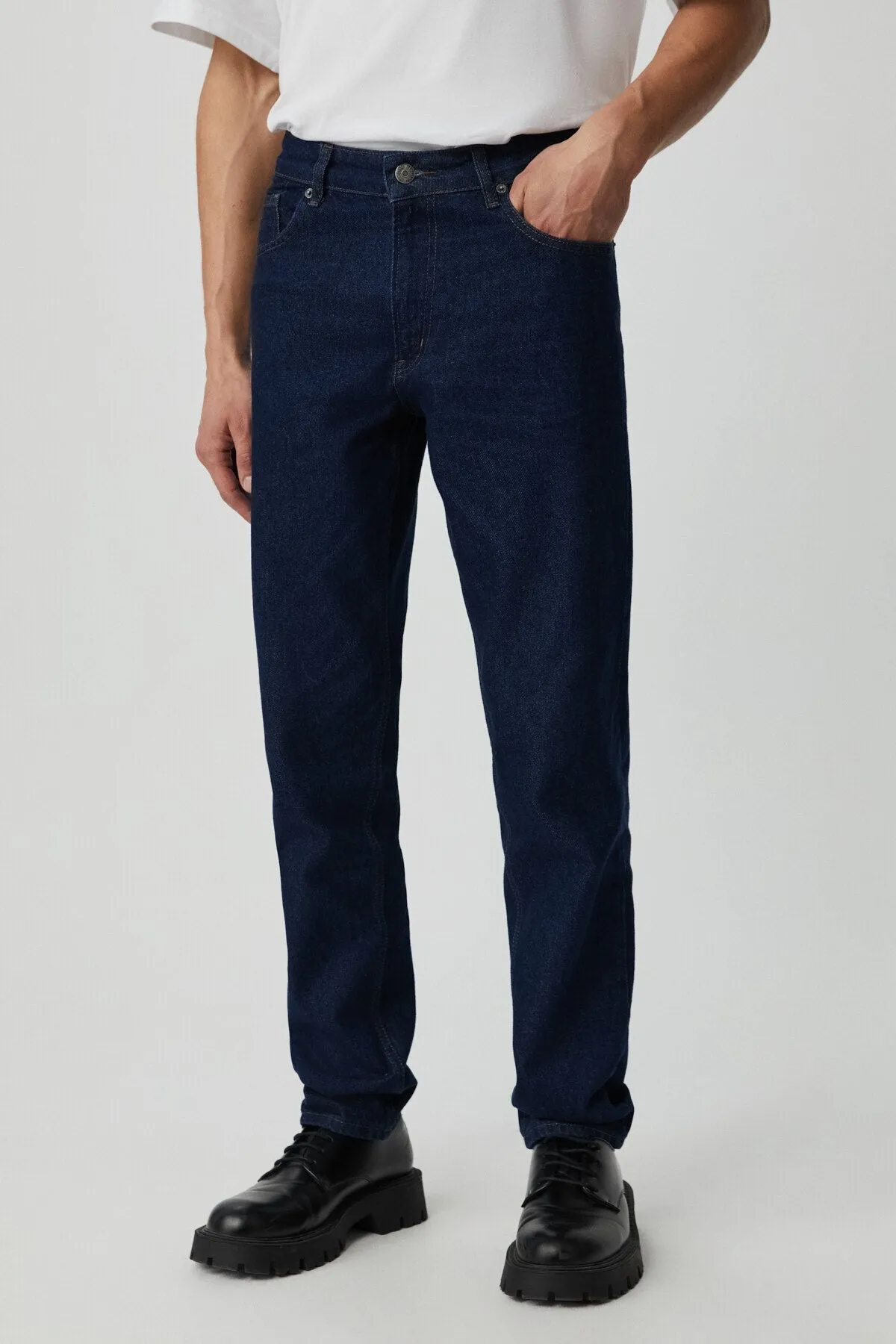 Bruno Men's Regular Fit Casual Cutting Thick Textul Washing Effect Magic Denim Dark Blue Jeans