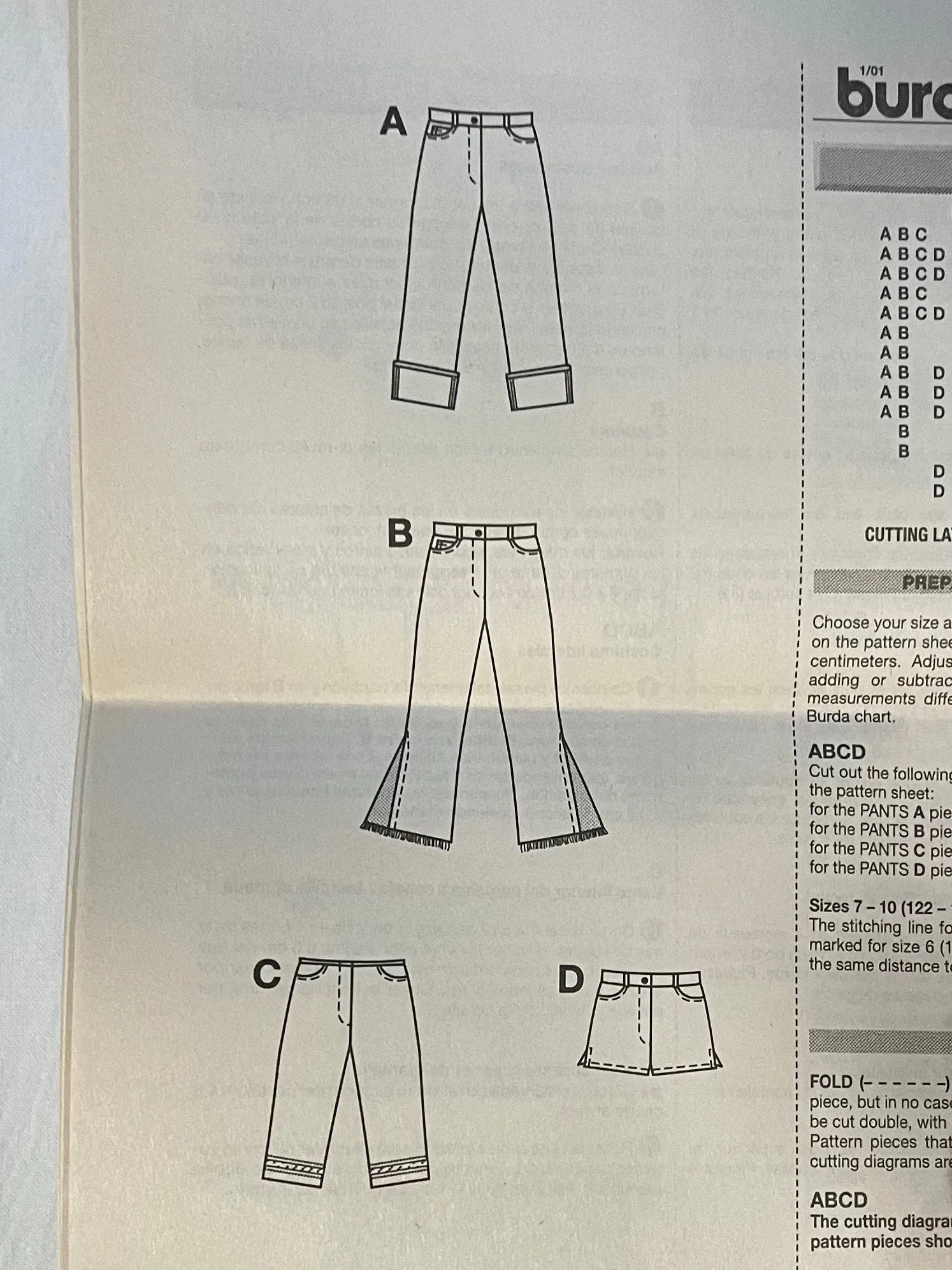 Burda 9932 Sewing Pattern UNCUT Juniors' Pants or Shorts Sizes 6-10
