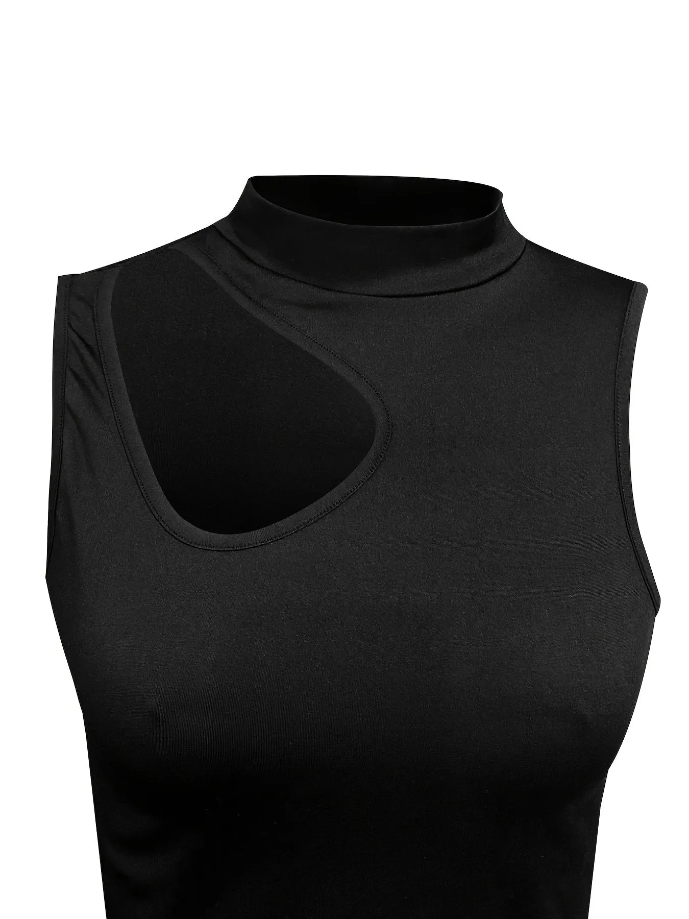 Cut Out Mock Neck Tank Top,