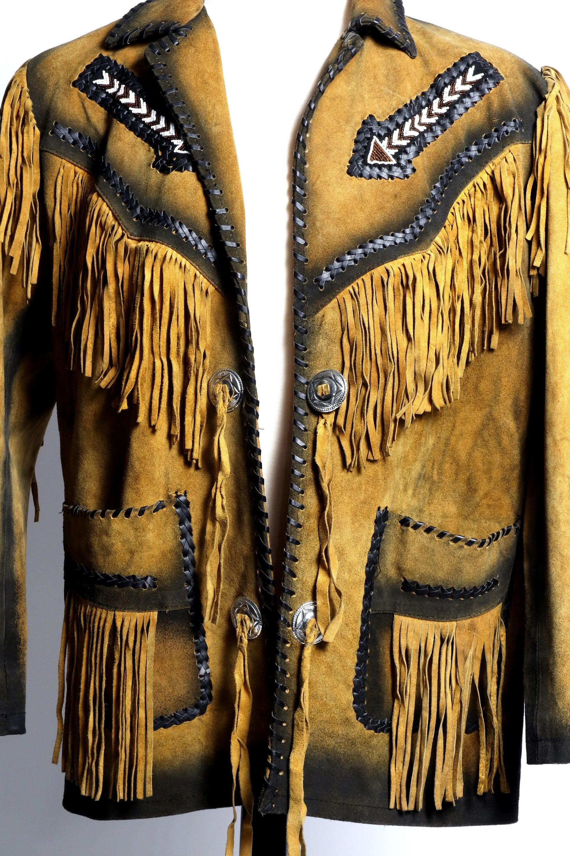 Fringed Suede Western Cowboy Jacket / Conchos/ Fashion Collectors Item