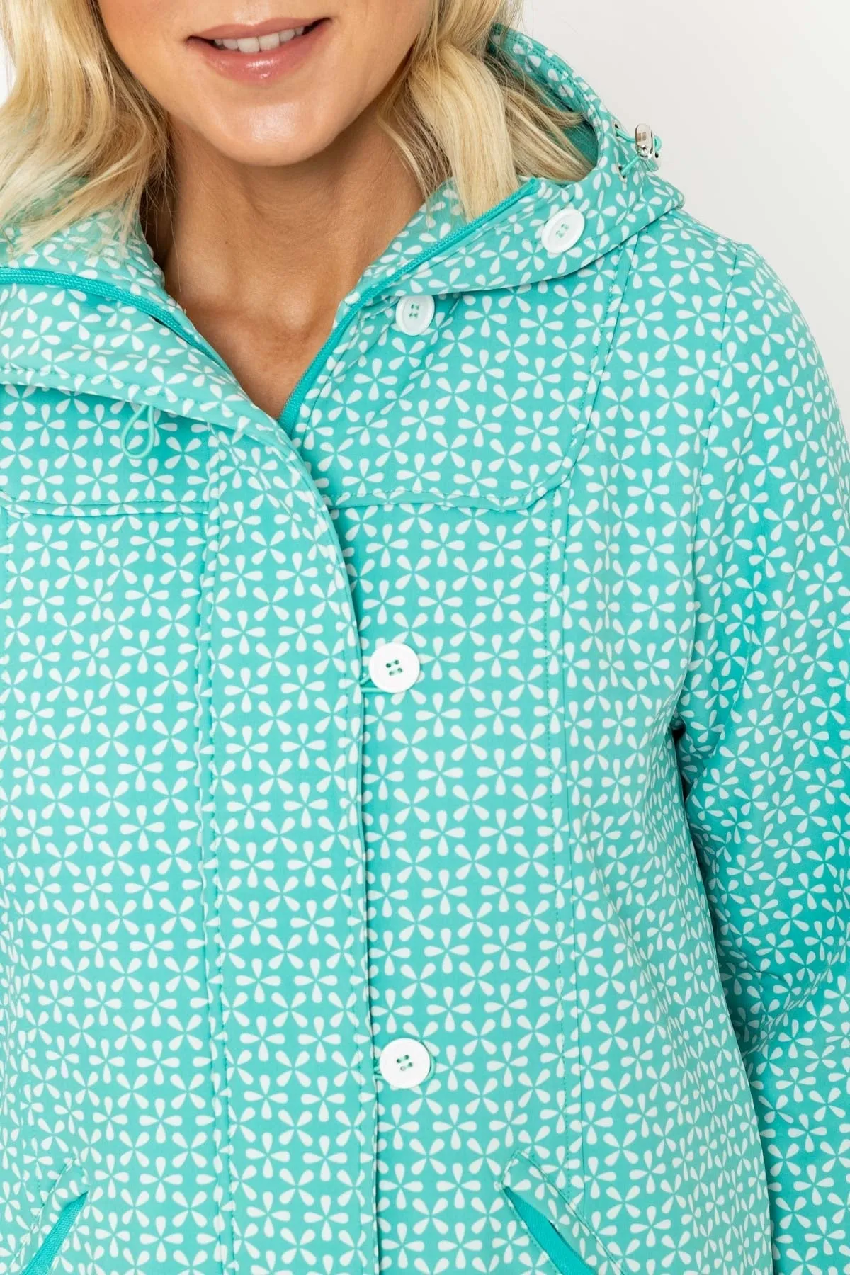 Green Geo Print Bonded Jacket