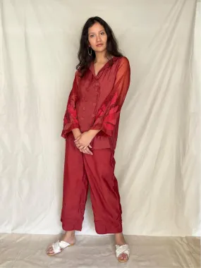 Handcrafted Double Breasted Shirt With Pants Sasha