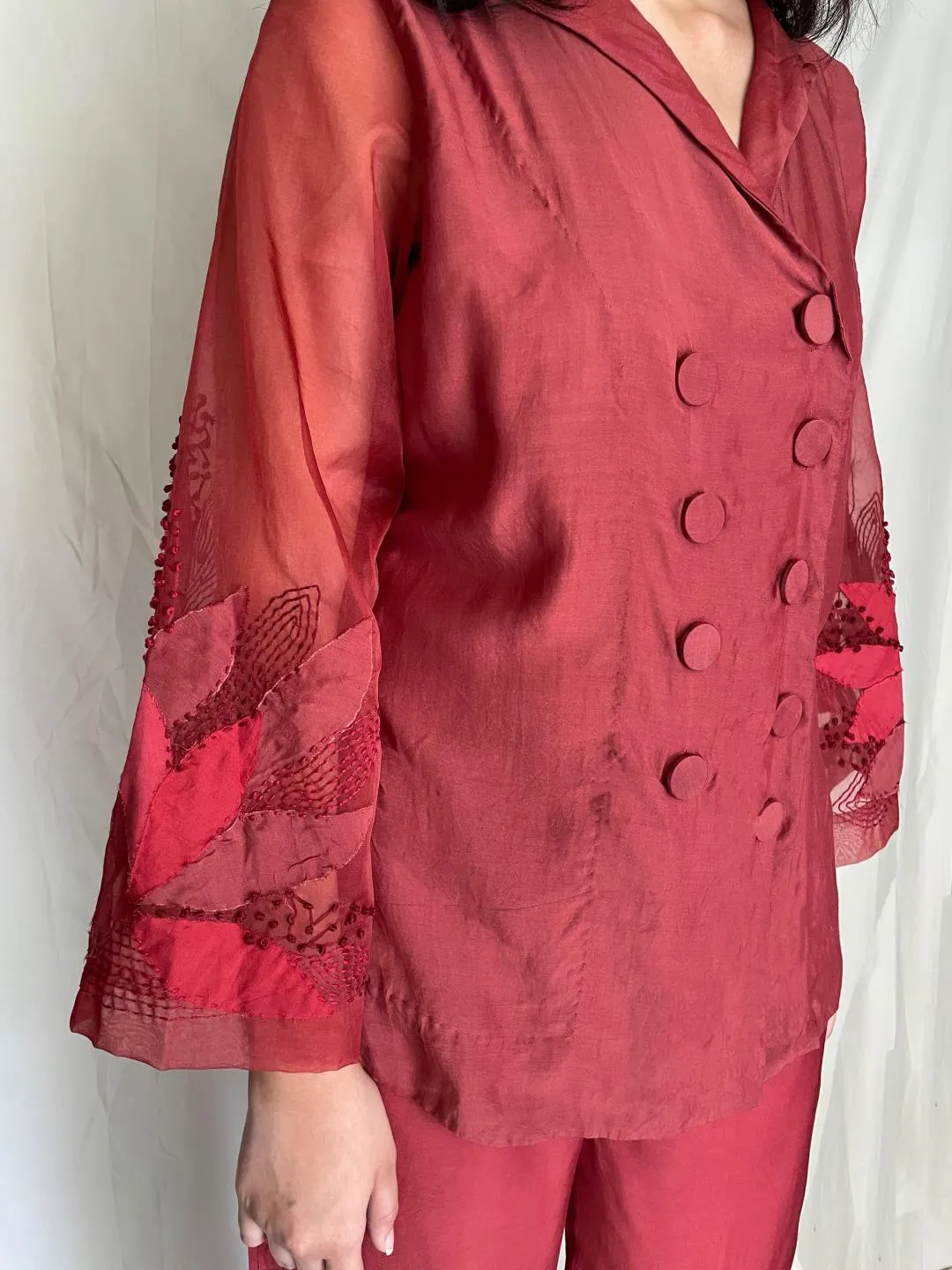 Handcrafted Double Breasted Shirt With Pants Sasha