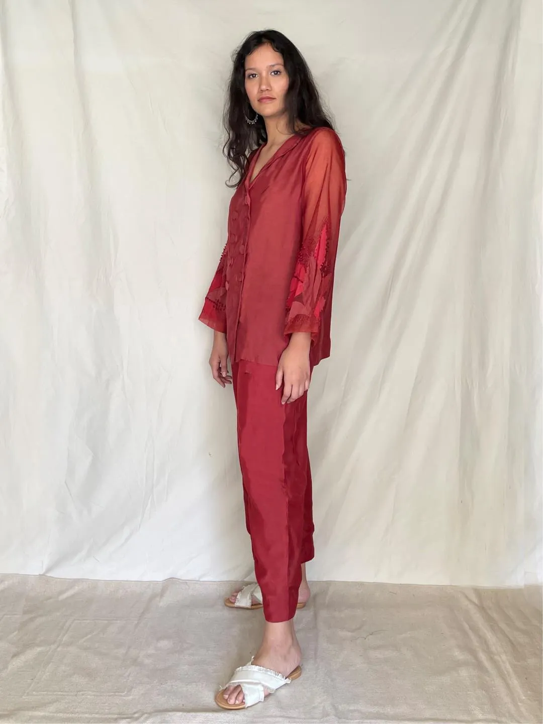 Handcrafted Double Breasted Shirt With Pants Sasha