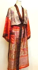 Luxury Silk Kimono Duster:  Gorgeous Colors in Bronze/Brown/Orange