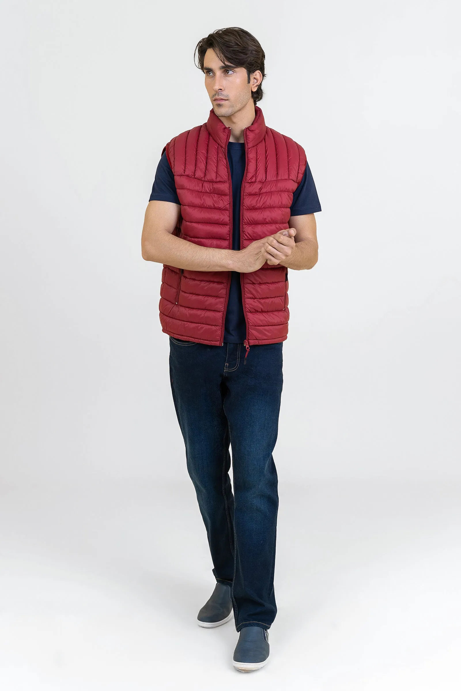 Markhor Maroon Puffer Sleeve Less Jacket T211-T2