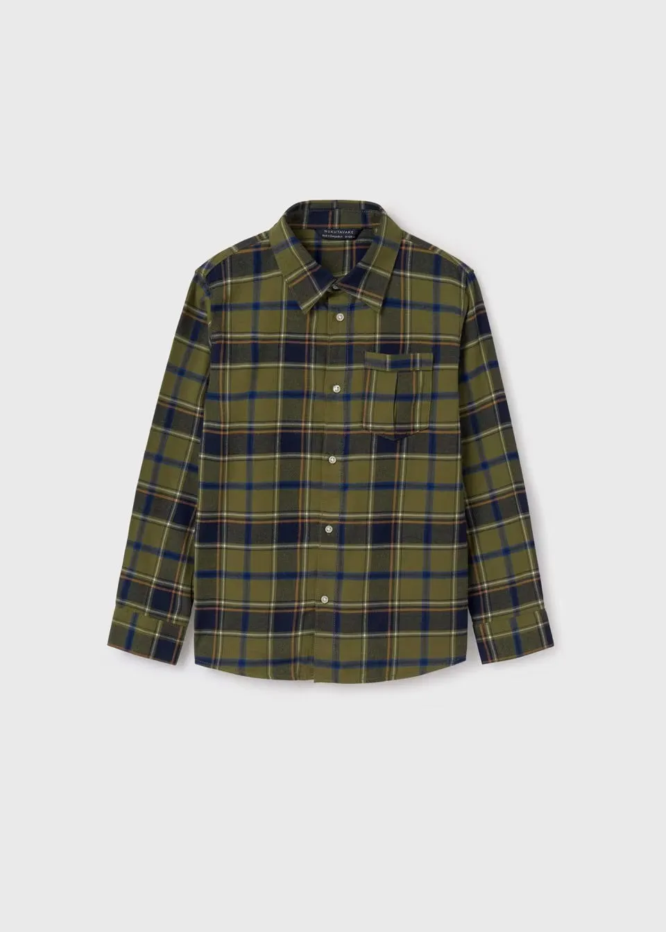 Mayoral Older Boys Khaki Checked Shirt 7111