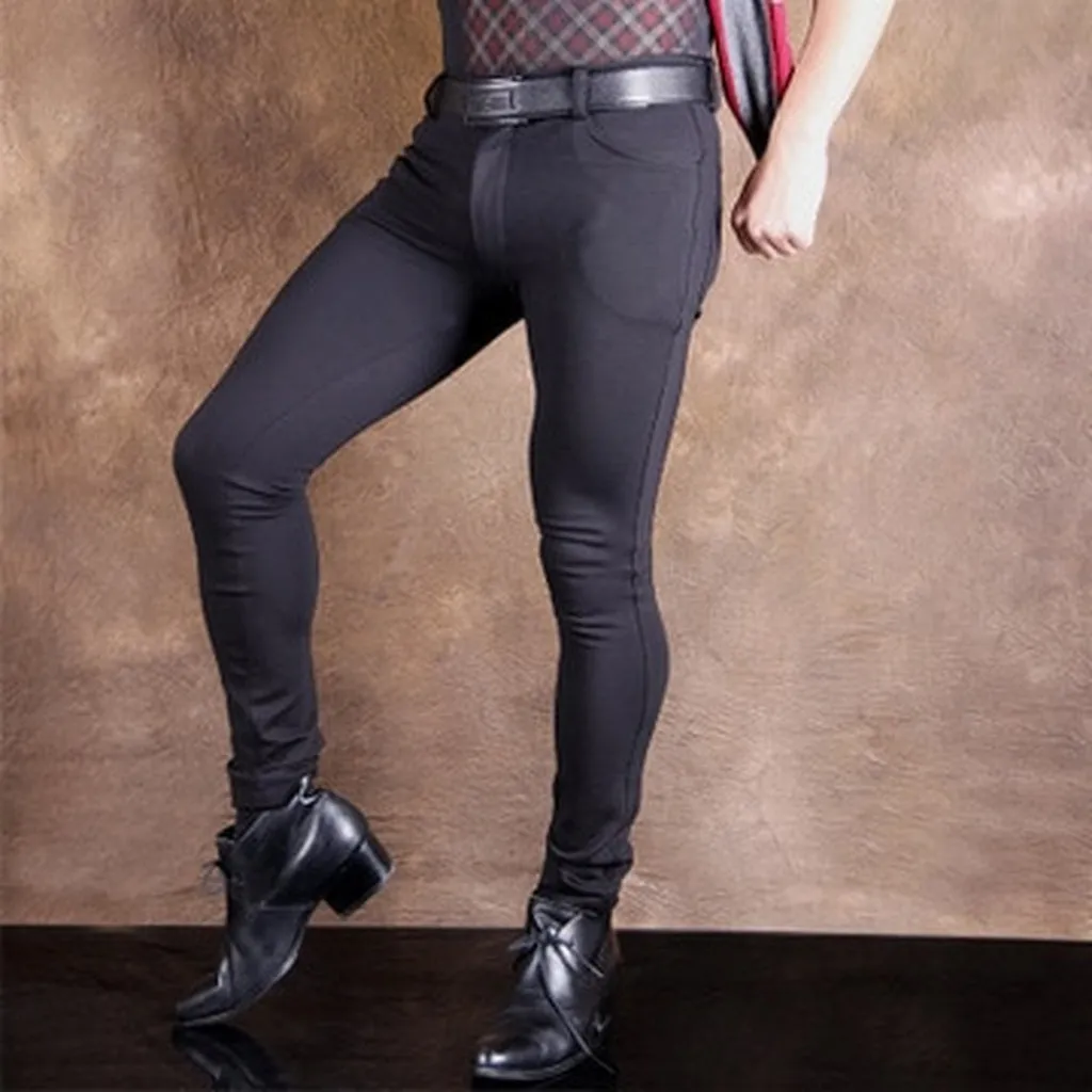 MEISE Brand Men's Wear Tight-Fitting Pants Low Waist Stretch-Fabrics Package Legs Add Wool Keep Warm Skinny Casual Pencil Pants