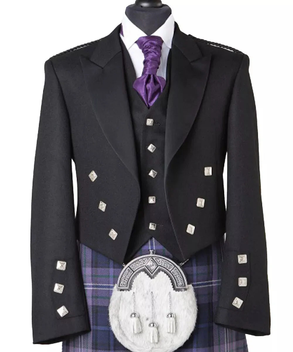 Men's Prince Charlie Kilt Jacket with Vest - Traditional Scottish Tuxedo Wedding Jacket