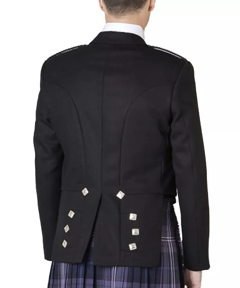 Men's Prince Charlie Kilt Jacket with Vest - Traditional Scottish Tuxedo Wedding Jacket