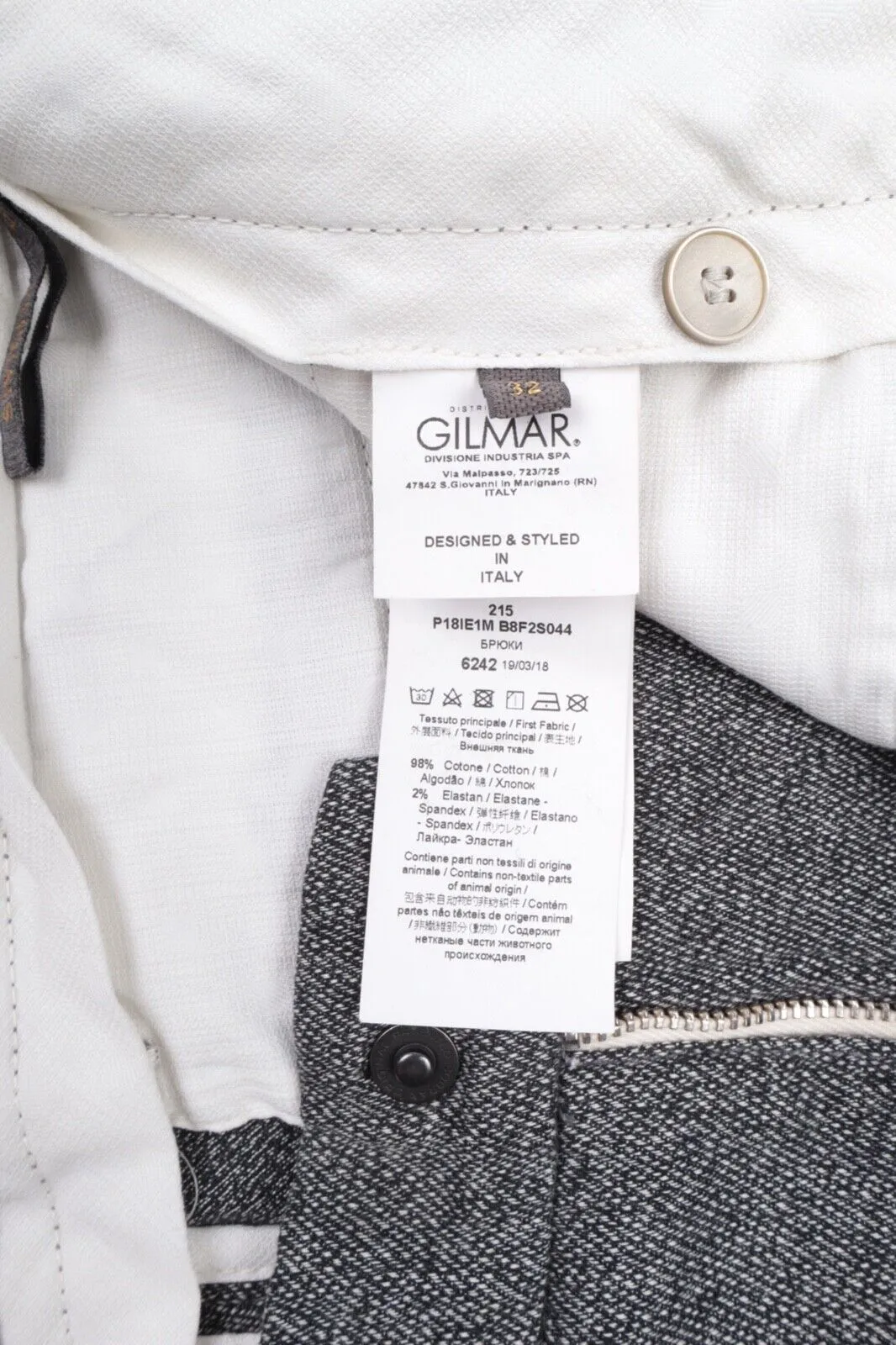 Men's SIVIGLIA Italy Grey Twill Cotton Chino Pants Trousers Size 32