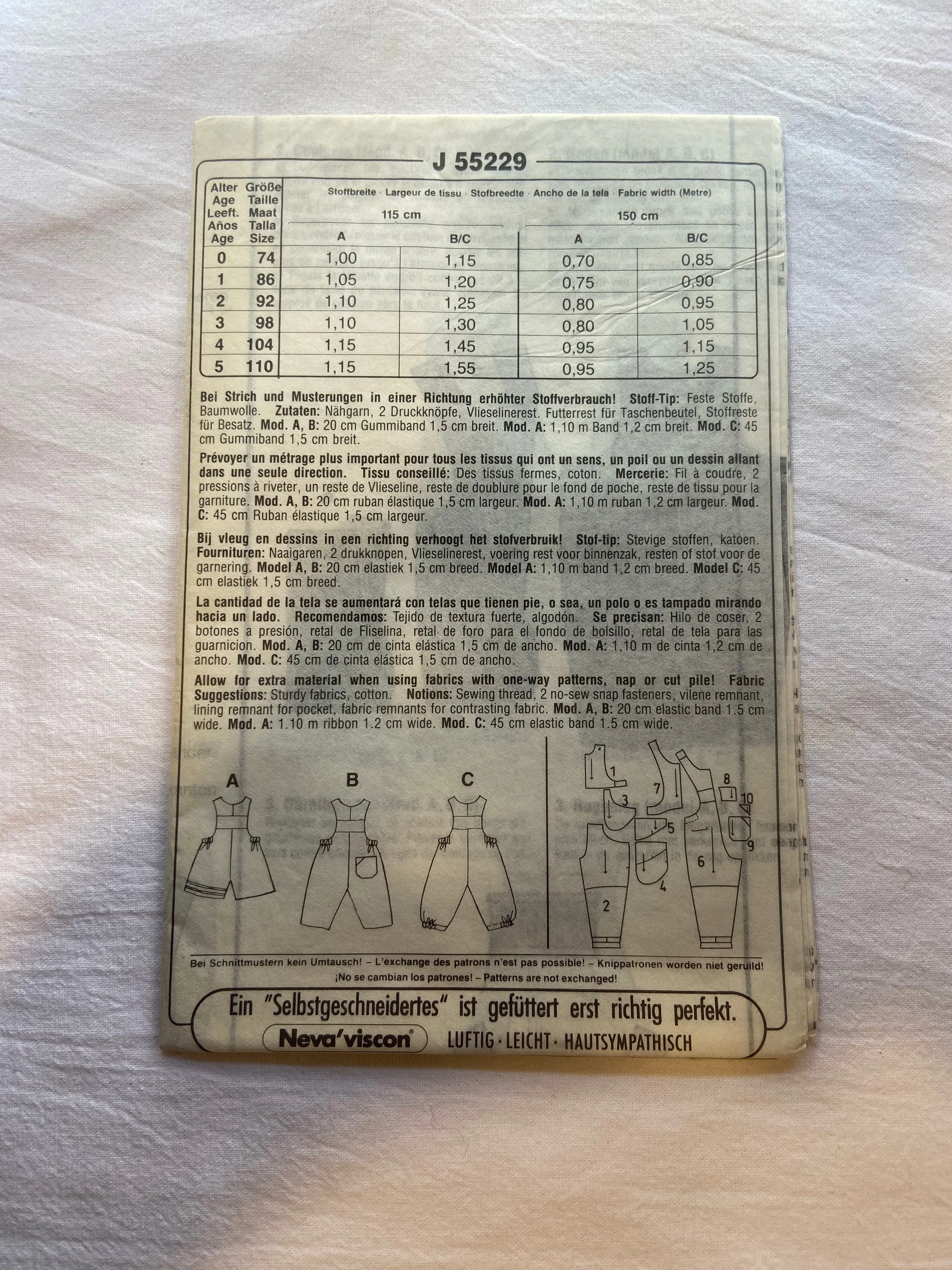 Neue Mode J55229 Pattern UNCUT Baby Overalls Sizes Baby-5