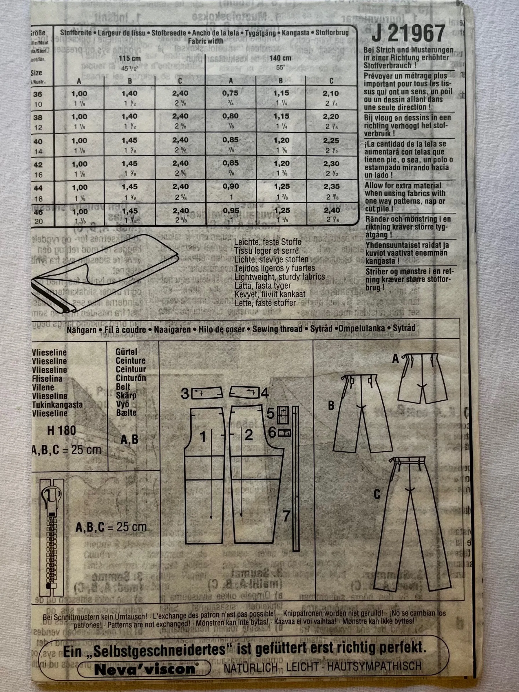Neue Mode STIL J21967 UNCUT Adult Pants and Short Sizes 10-20