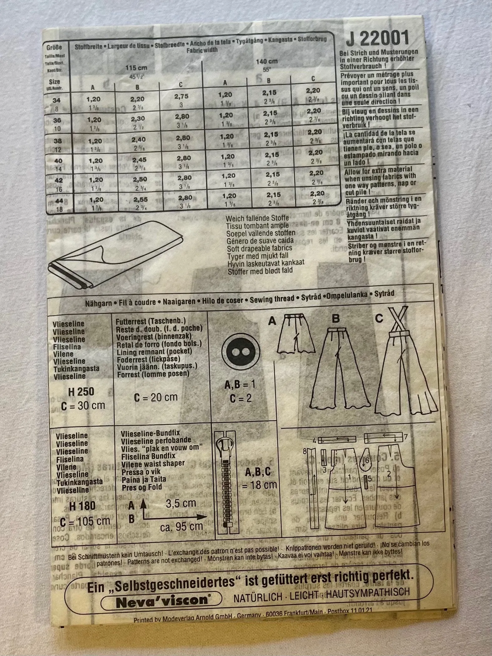Neue Mode Young Collection J22001 UNCUT Adult Pants and Shorts Sizes 8-18