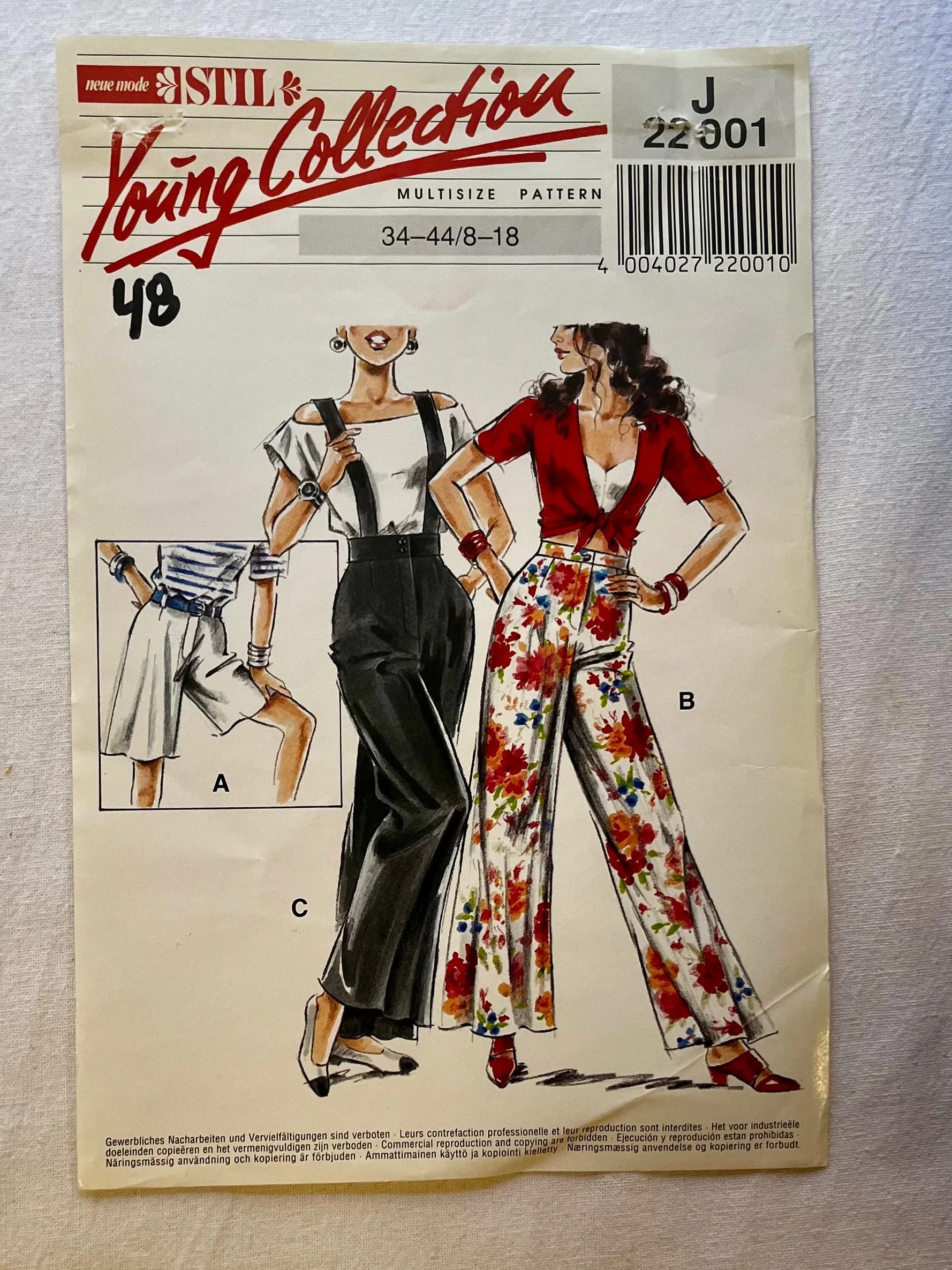 Neue Mode Young Collection J22001 UNCUT Adult Pants and Shorts Sizes 8-18