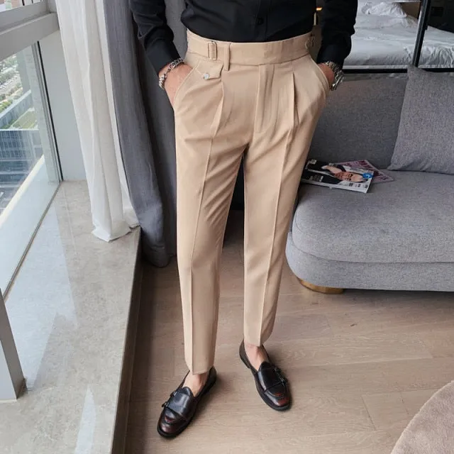 Pantalon Homme British Style Business Formal Wear Suit Pants Men Clothing Solid Slim Fit Casual Office Straight Trousers 5Colors