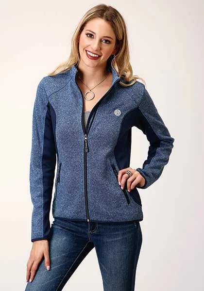 ROPER WOMEN'S BLUE BONDED FLEECE ZIP JACKET