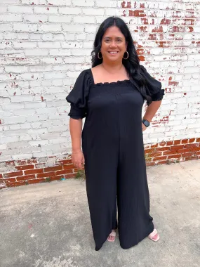 Ruth Bodice Smocked Solid Jumpsuit - Plus