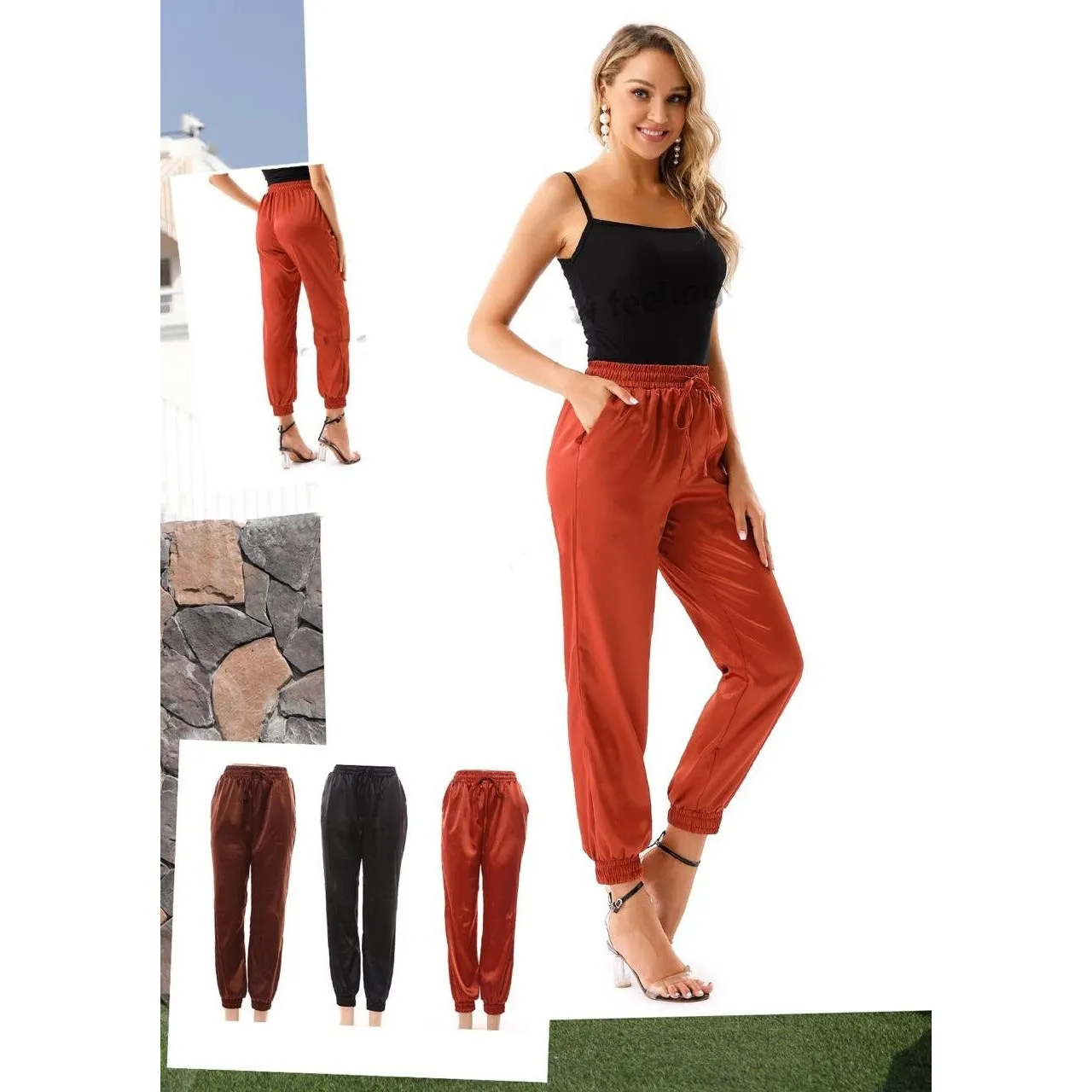 Satin Cargo Pants