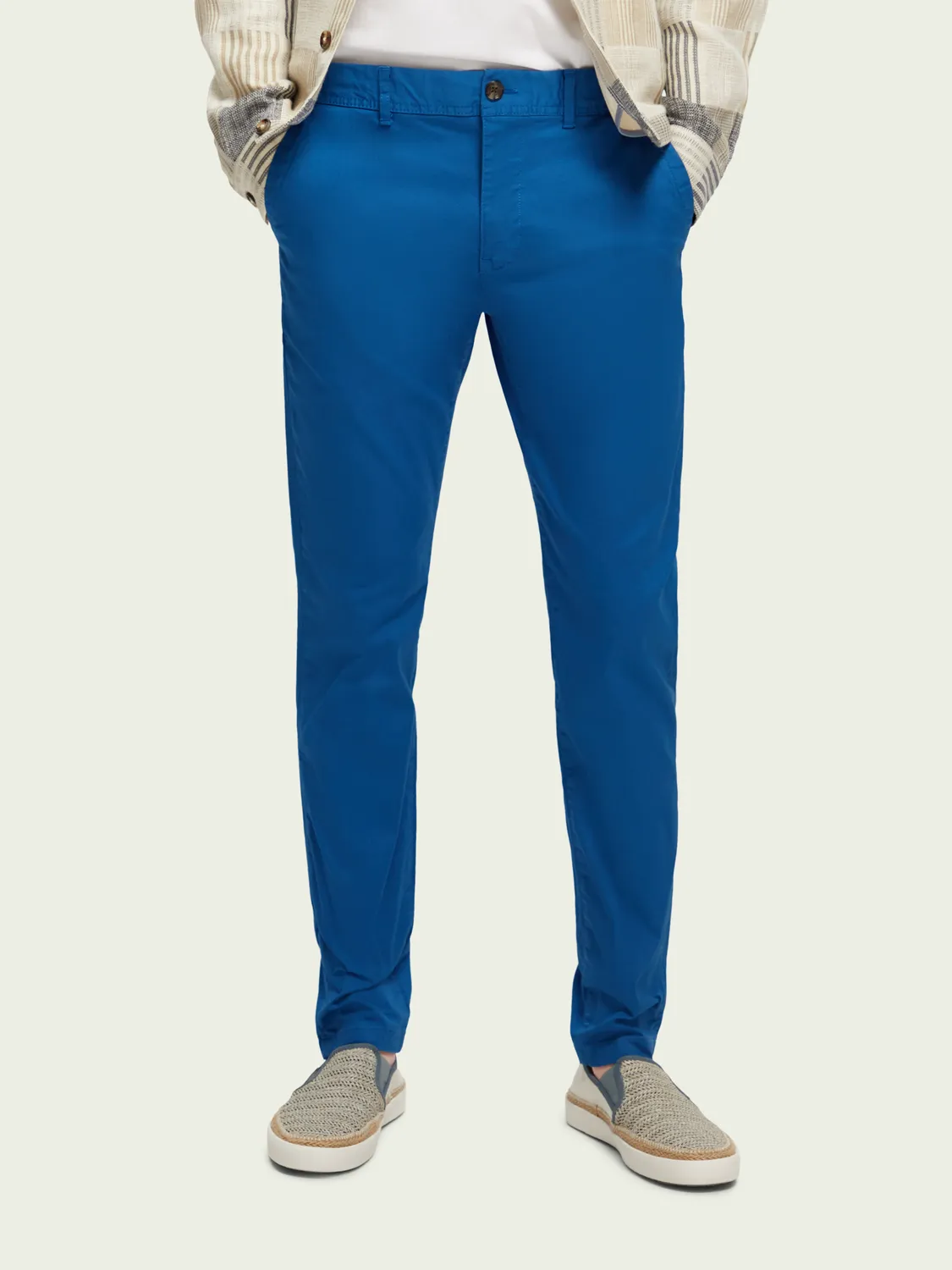 Scotch and Soda Mens Mott Super-Slim Chino in Riviera Blue - FINAL SALE