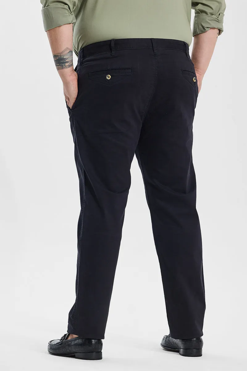 Seemly Charcoal Grey Plain Regular Fit Plus Size Chinos