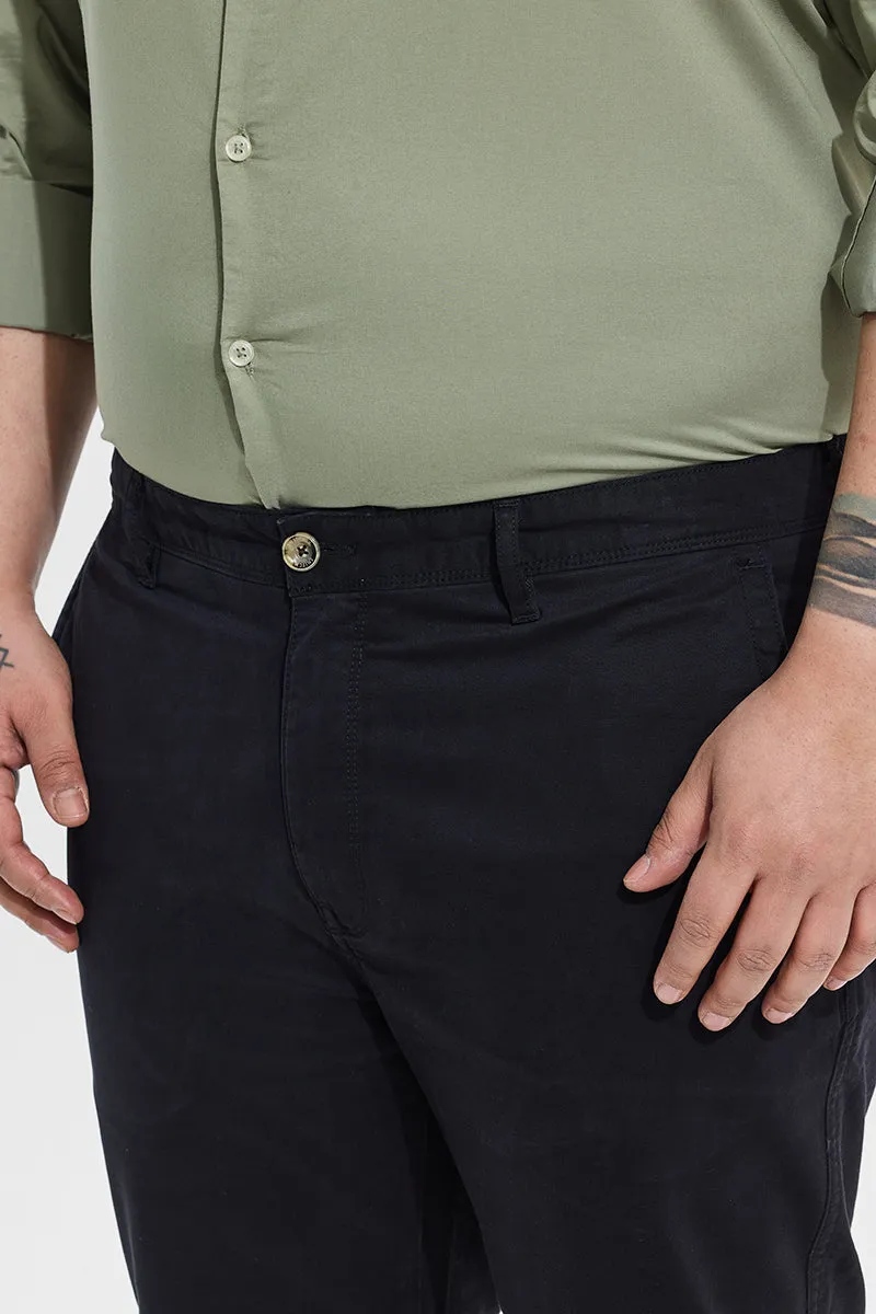 Seemly Charcoal Grey Plain Regular Fit Plus Size Chinos