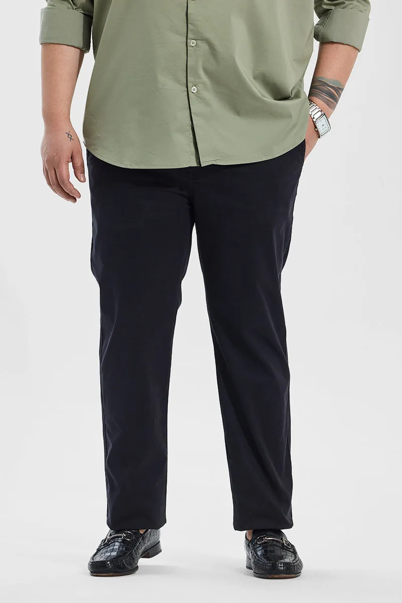 Seemly Charcoal Grey Plain Regular Fit Plus Size Chinos