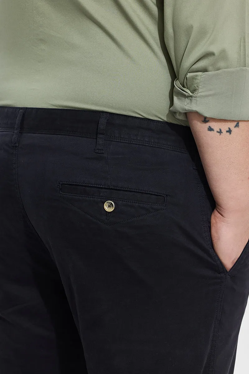 Seemly Charcoal Grey Plain Regular Fit Plus Size Chinos
