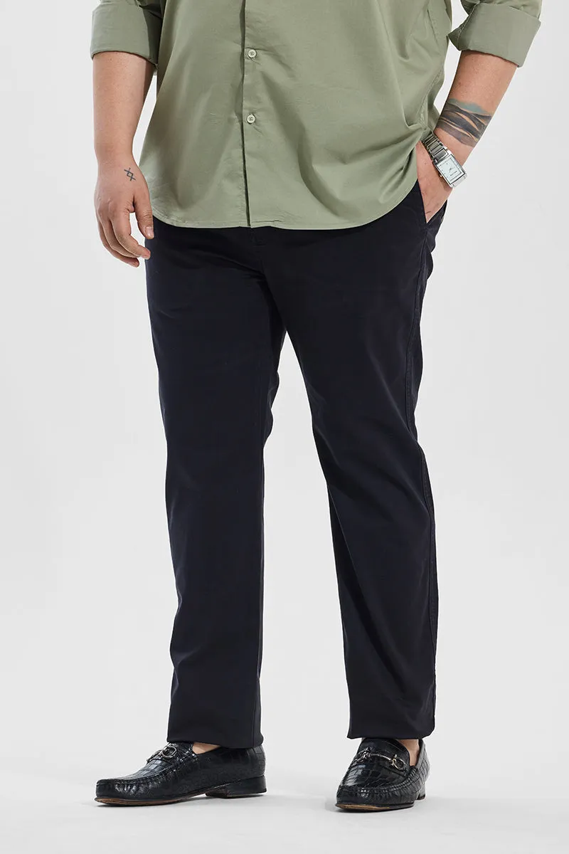 Seemly Charcoal Grey Plain Regular Fit Plus Size Chinos
