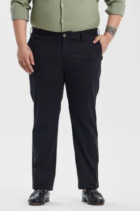 Seemly Charcoal Grey Plain Regular Fit Plus Size Chinos
