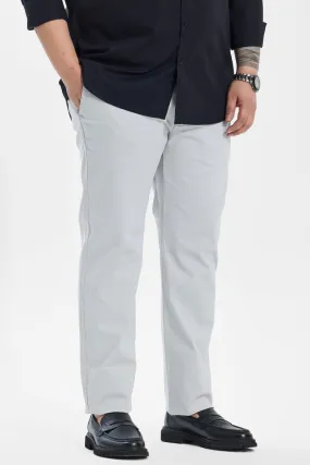 Seemly Off White Plain Regular Fit Plus Size Chinos