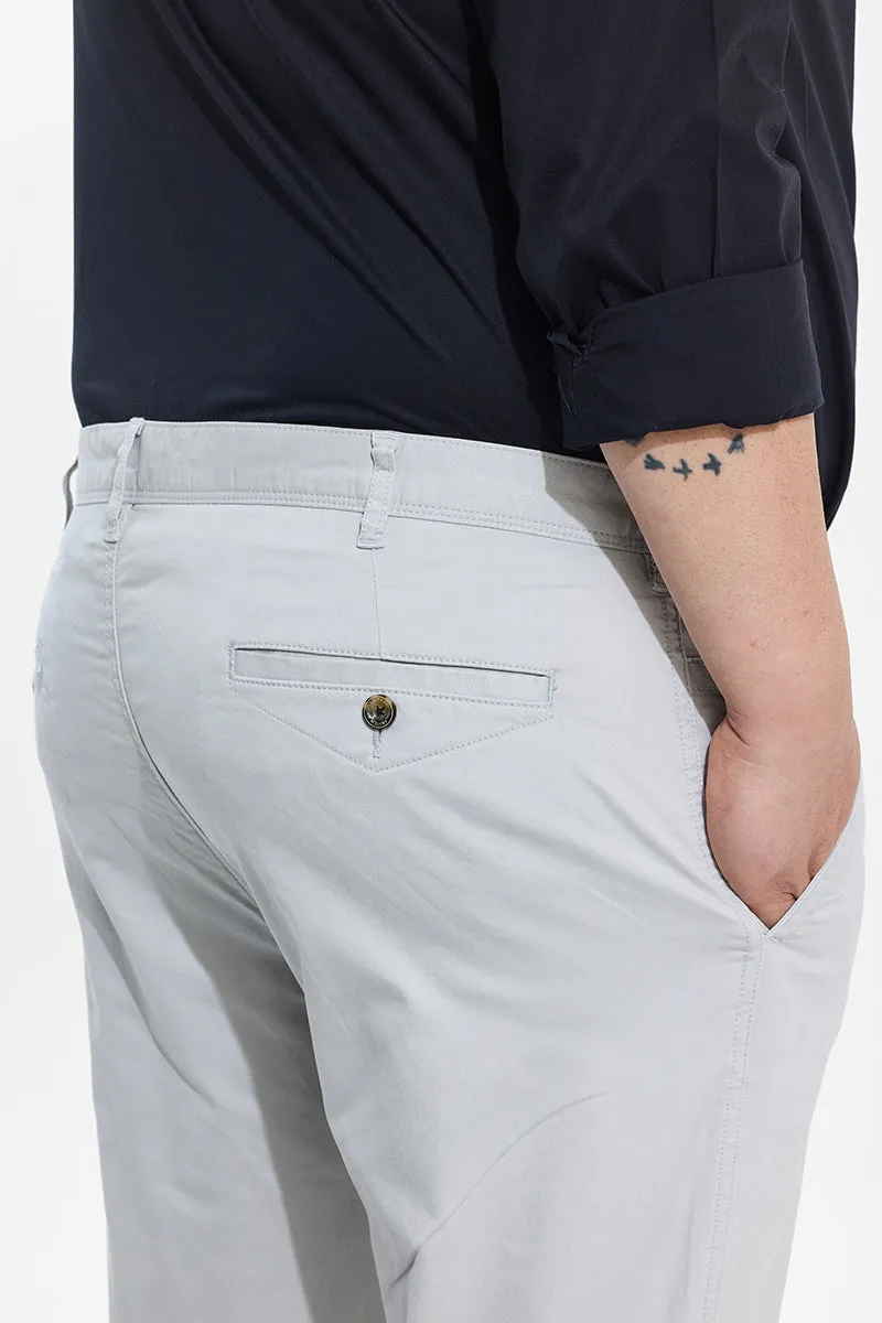 Seemly Off White Plain Regular Fit Plus Size Chinos