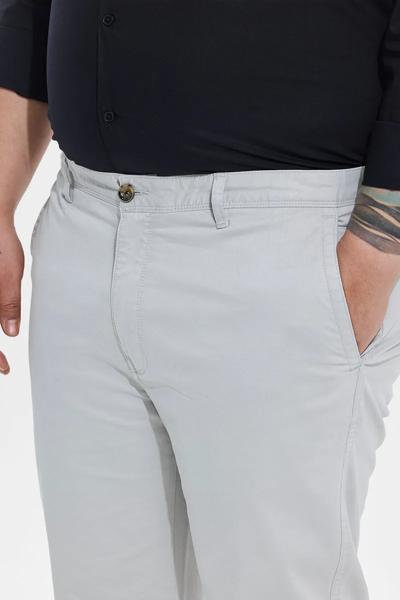 Seemly Off White Plain Regular Fit Plus Size Chinos