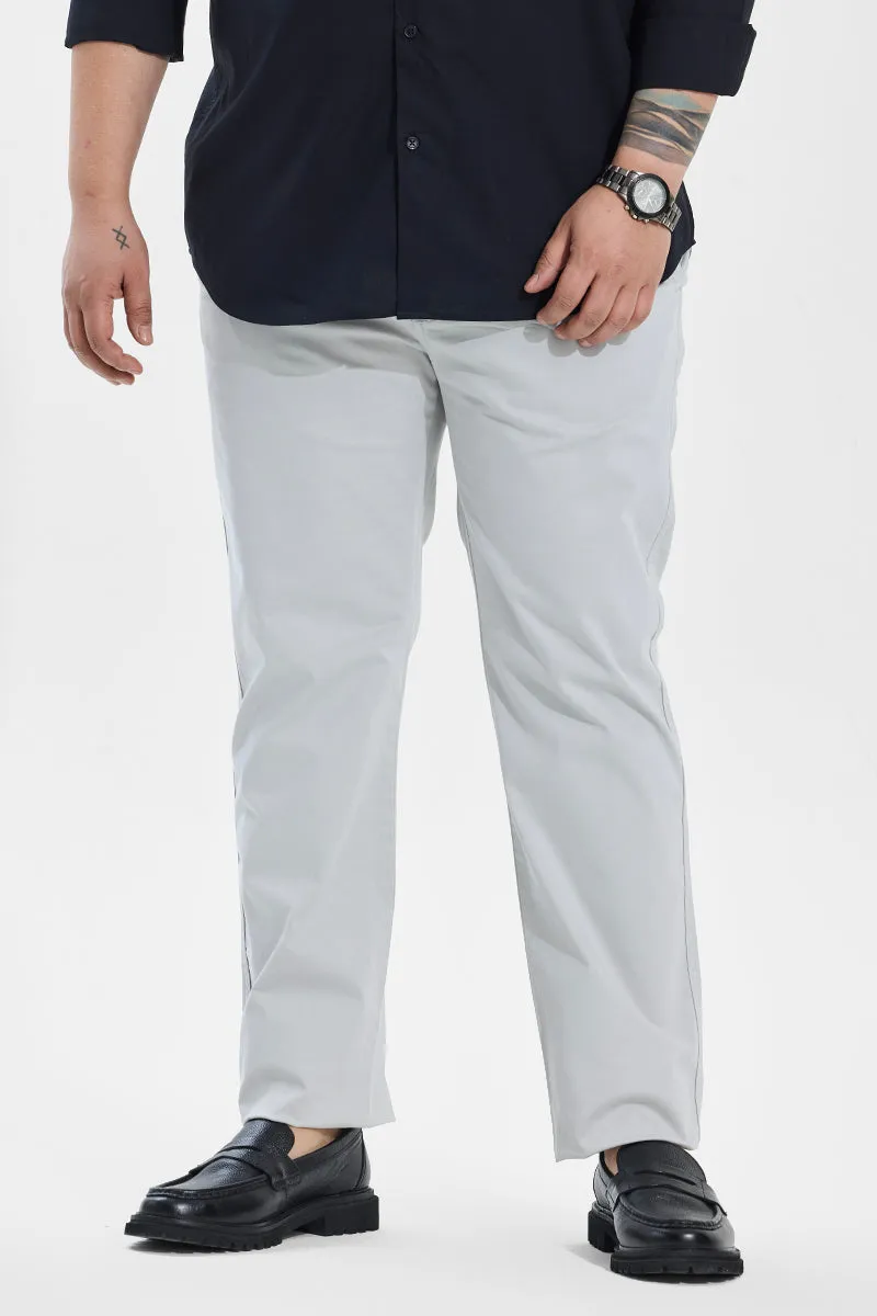 Seemly Off White Plain Regular Fit Plus Size Chinos
