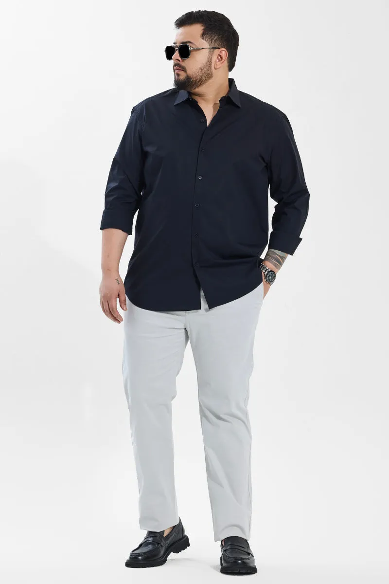 Seemly Off White Plain Regular Fit Plus Size Chinos