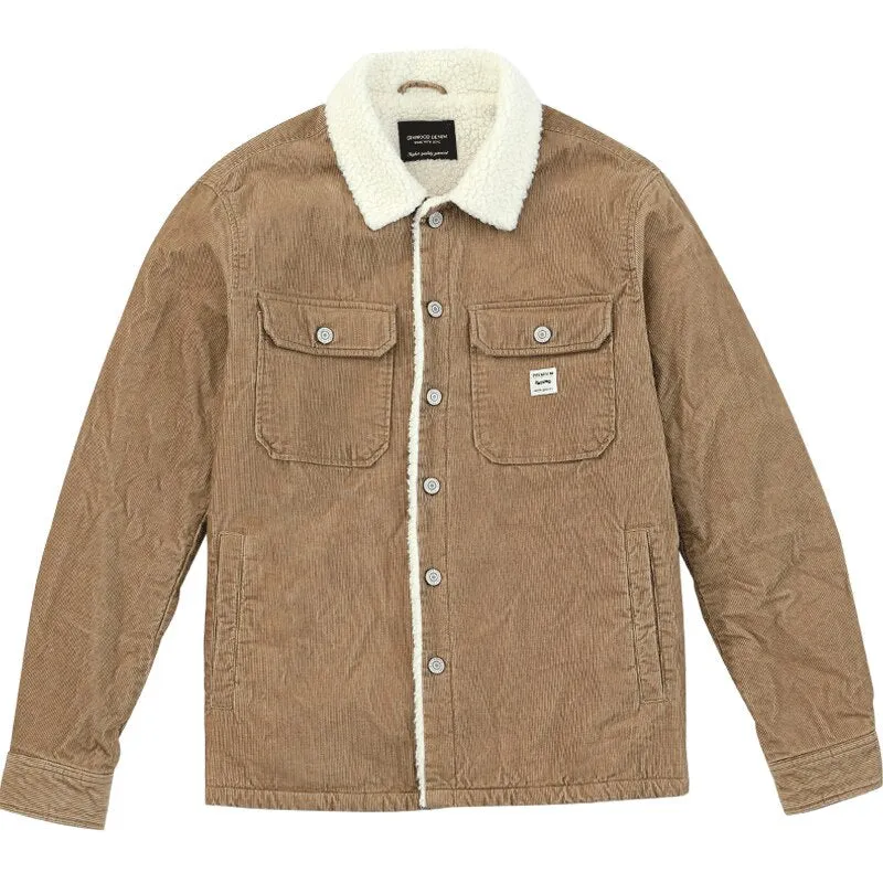 SIMWOOD 2021 Spring Winter New Coats Men Shearling Lined Cotton Blend