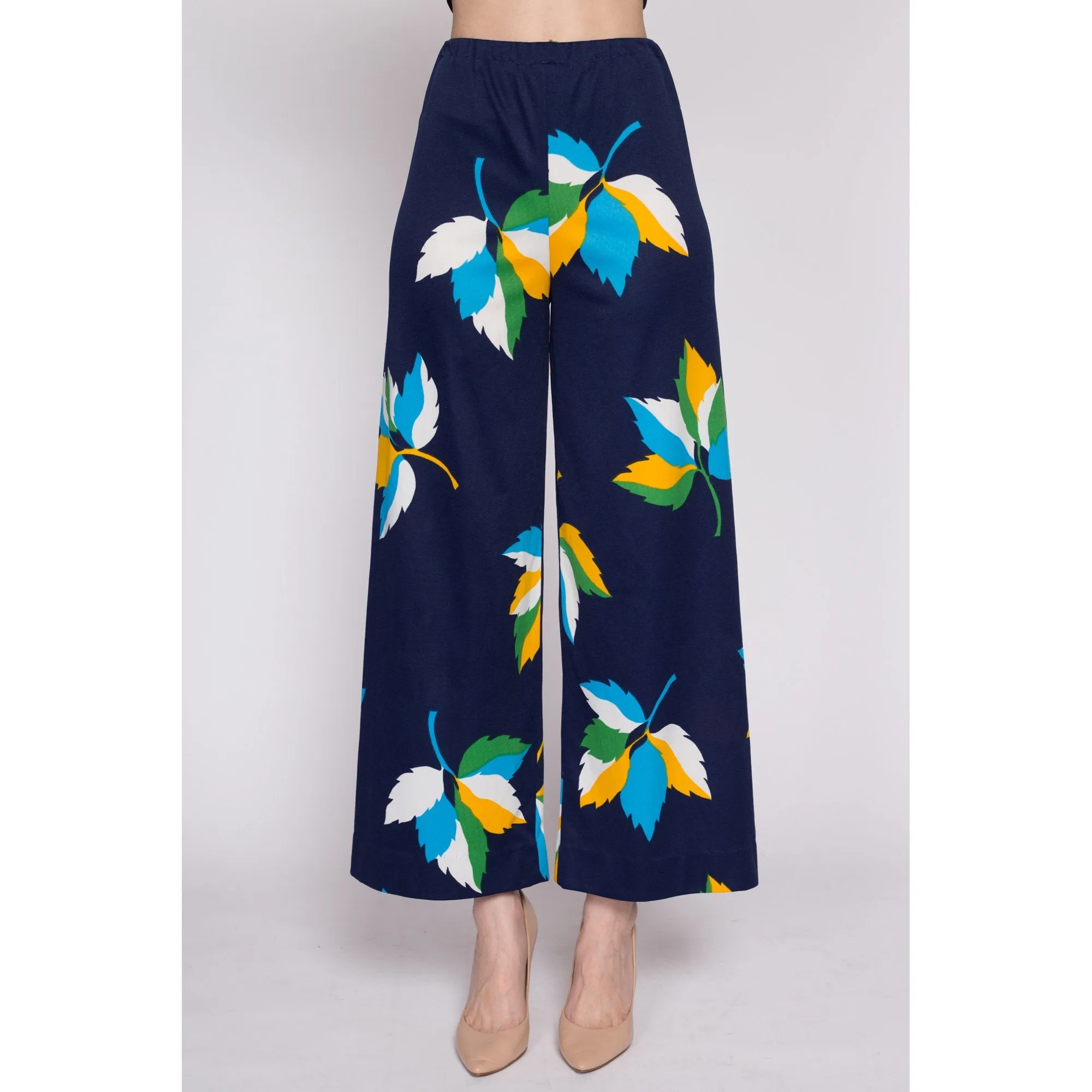 Sm-Med 70s Leaf Print Flared Pants