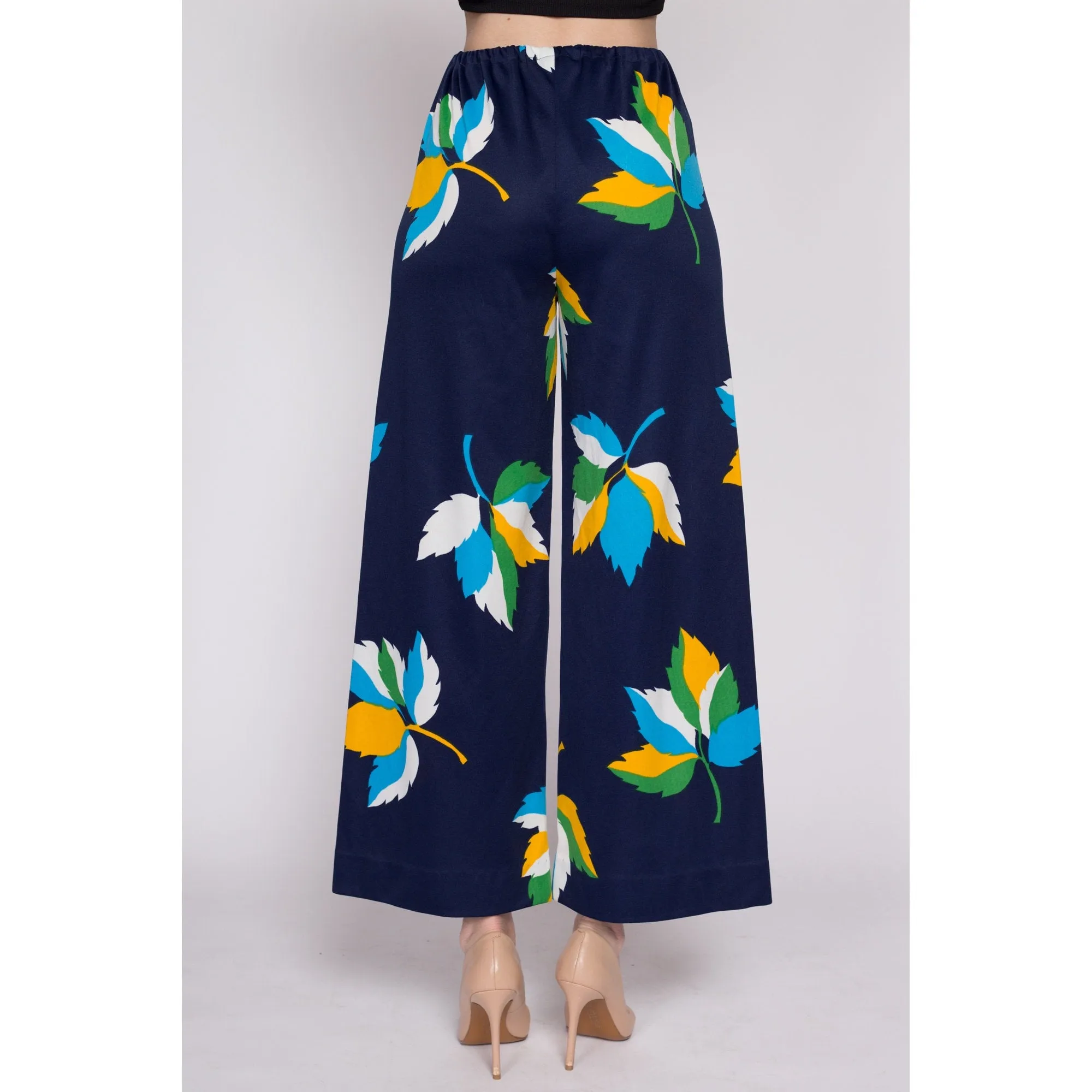 Sm-Med 70s Leaf Print Flared Pants