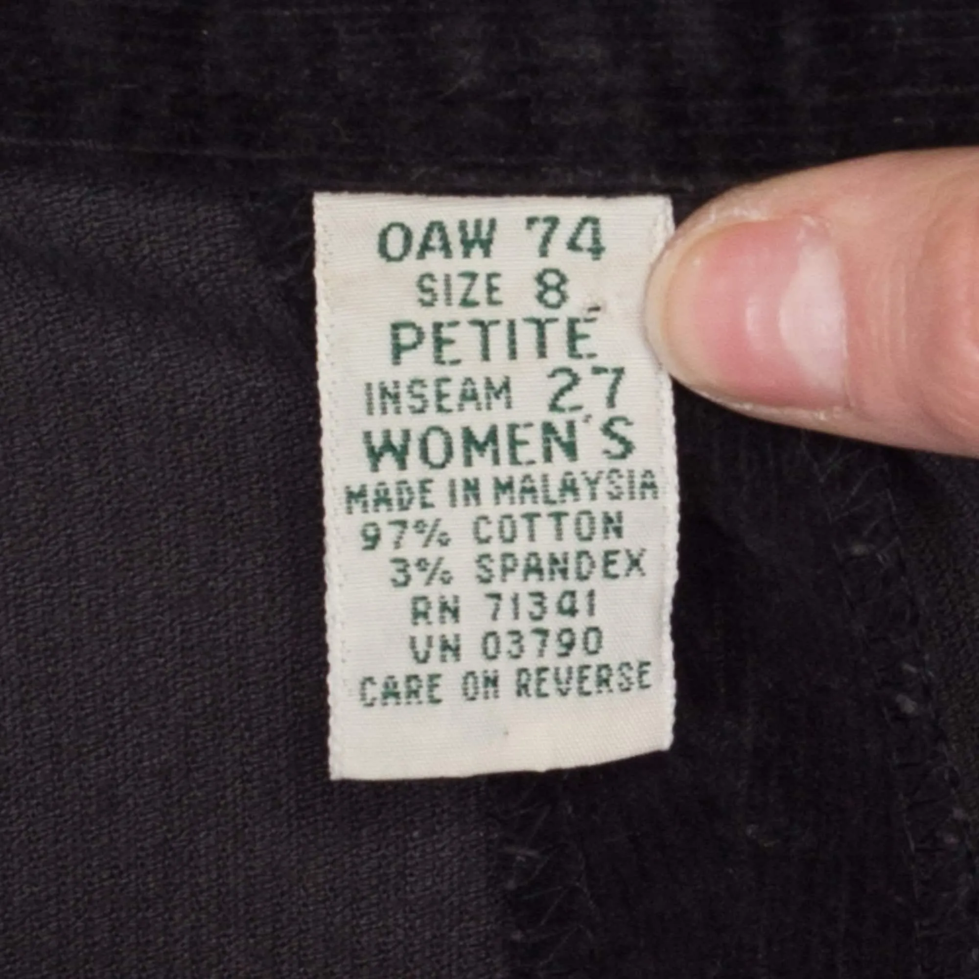 Small 80s Black Corduroy High Waisted Side Zip Pants 26"