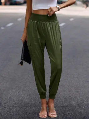 Solid Flap Pocket Side Pocket Cargo Pants