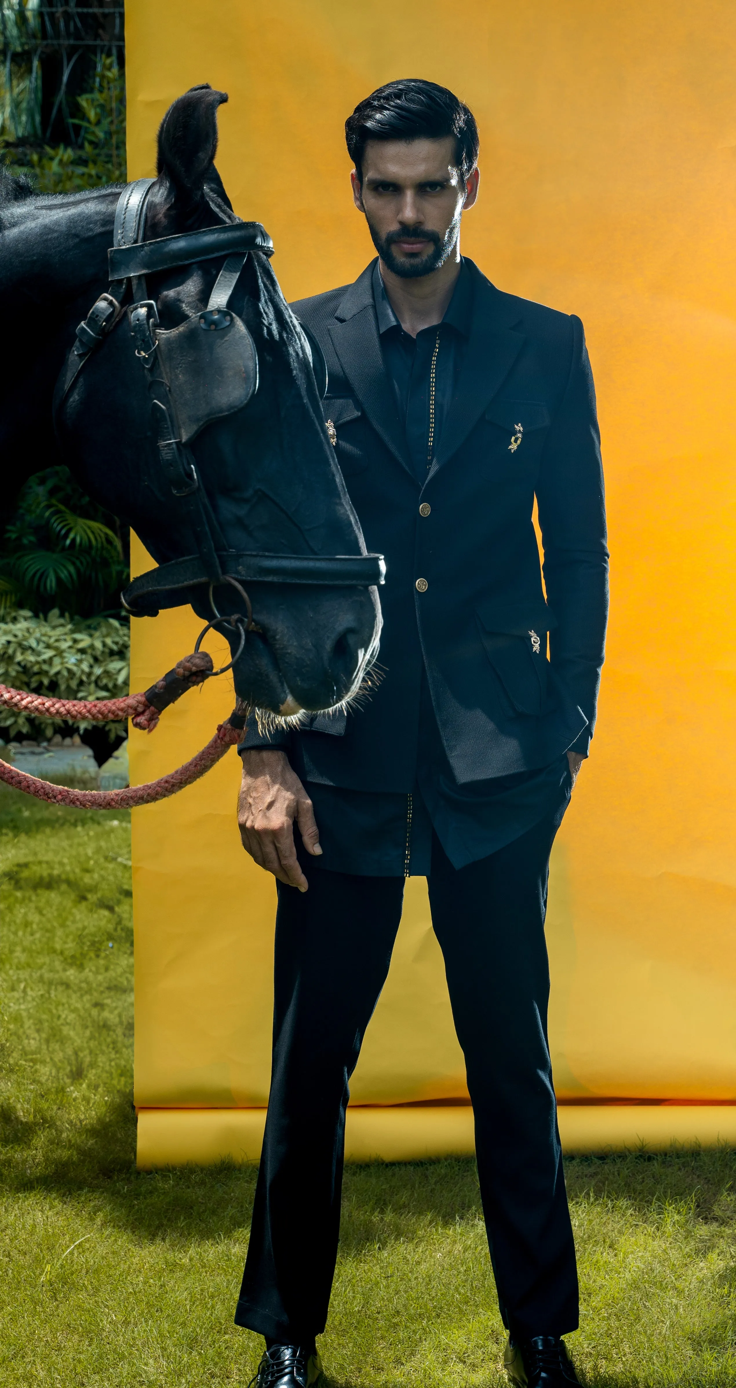 This black corduroy four pocket jacket