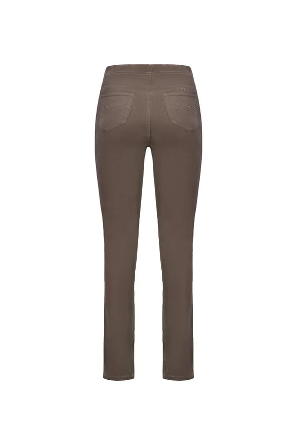 Vassalli - Slim Leg Full Length Pinwale Cord Pull On - Taupe