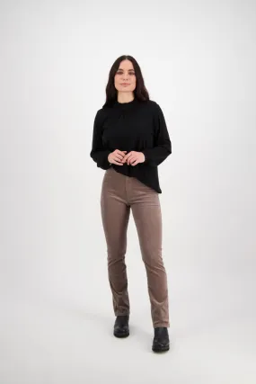 Vassalli - Slim Leg Full Length Pinwale Cord Pull On - Taupe