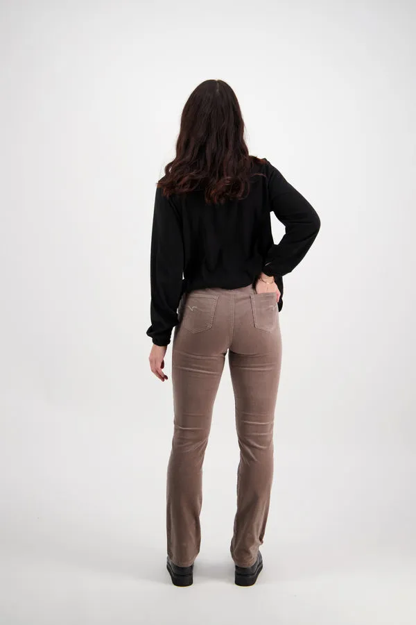 Vassalli - Slim Leg Full Length Pinwale Cord Pull On - Taupe