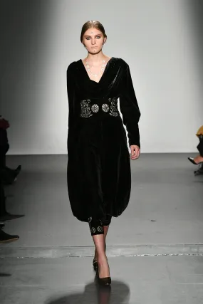 Velvet Jumpsuit with Metallic Laser Cut Detail