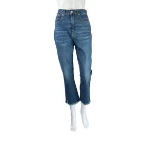 Veronica Beard Women's Carly Cropped Frayed High-rise Flared Jeans Blue Sz 30