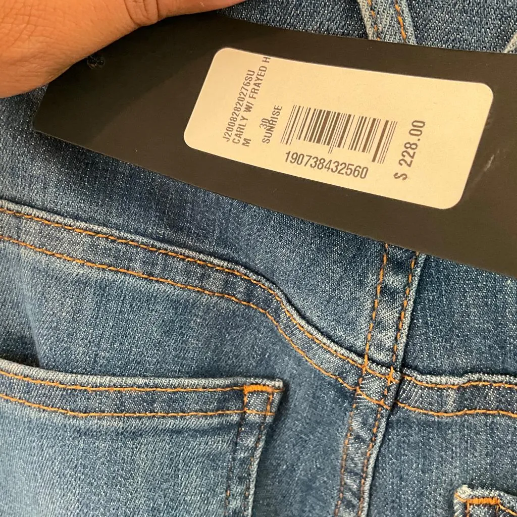 Veronica Beard Women's Carly Cropped Frayed High-rise Flared Jeans Blue Sz 30